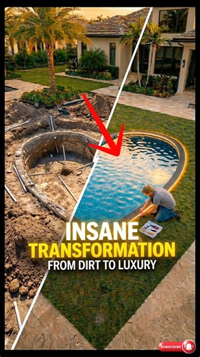 👉 INSANE Transformation 😱 From Grass to Luxury Heart Pool!
