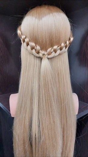 Elegant Half-Up Crown Braid Hairstyle for Long Straight Hair #shorts