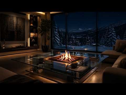Luxury Glass Fire Table 🔥 Calm Fireplace Ambience for Deep Sleep (8 Hours)