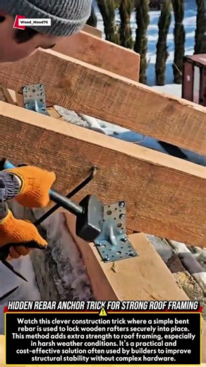 Hidden Rebar Anchor Trick for Strong Roof Framing #woodworking #satisfying
