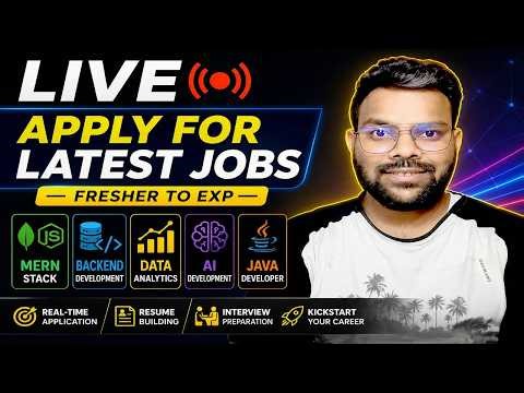 Live Apply for Latest Jobs 🔴 | Fresher to Experienced | MERN, Backend, Data, AI, Java Hiring Now