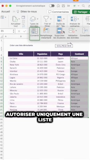 Créer une liste déroulante sur Excel