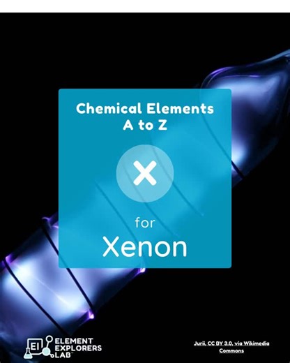 Alison Green | Element Explorers Lab on Instagram: "🆇 X is for Xenon Symbol: Xe | Atomic number: 54 Xenon is a colourless, odourless noble gas found in tiny amounts in the atmosphere — only about 1 part in 20 million. Like other noble gases, it is very unreactive, but under special conditions it can form compounds with highly reactive elements such as fluorine. When electricity passes through xenon gas at low pressure, it gives off a bright blue glow. Because of this, xenon is used in powerful 