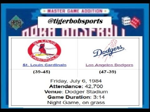1984 Baseball Replay Community Project. APBA baseball game. July 6th Cardinals vs Dodgers game 2