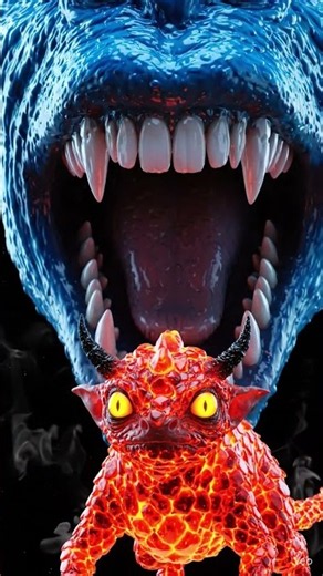 🔥 Red Fire Creature vs Blue Monster Mouth | Epic Fantasy Bite #3danimation ‪@NunuBoom-v6t‬ #horror