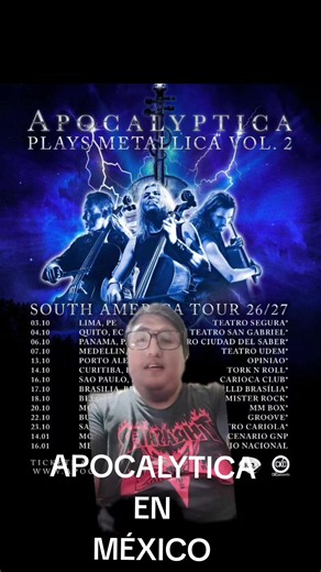 ​🎻🔥 ¡EL REGRESO MÁS ESPERADO DE LOS DIOSES DEL CHELO METAL! 🔥🎻 ​La espera ha terminado. Los finlandeses de Apocalyptica regresan a América Latina con su demoledor tour mundial “Plays Metallica Vol. 2”. Una experiencia sonora oscura, pesada y épica que fusiona la distorsión del metal con la maestría clásica. ​Prepárate para revivir los himnos más brutales de Metallica como nunca antes los has escuchado. ¡La preventa está por comenzar! ​Revisa las fechas oficiales y asegura tu lugar en el ritu