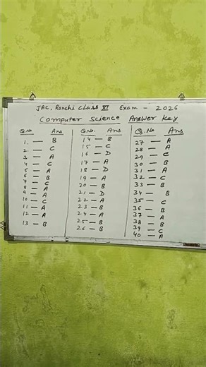 JAC Ranchi Class 11 Computer Science Answer Key 2026 #jacboard #jac
