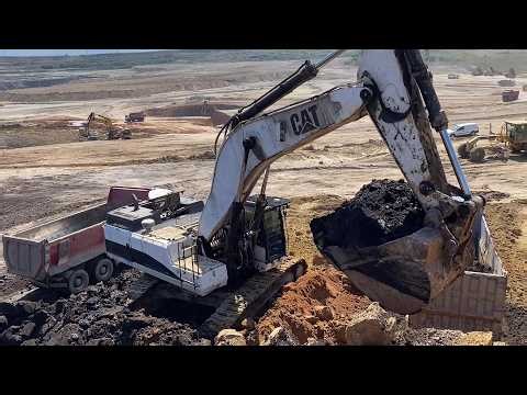 Double Bench Mining Action | Caterpillar 375 Excavator At Work