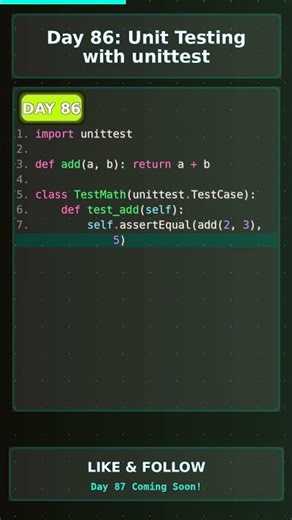 DAY 86: STOP BUGS DEAD! 🐛 Python Unit Test MAGIC! ✨ #shorts #viral
