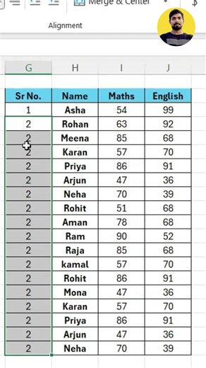 Write Serial Number Using +1 & Drag Down #excel #learning #shorts #datascience