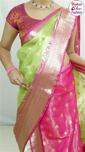 Most Beautiful tissue Silk Saree draping Tutorial #saree#Shorts #trending #viral shorts #beautiful