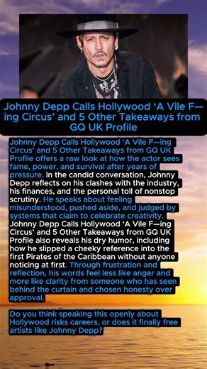 Johnny Depp Slams Hollywood in Blunt New Interview #JohnnyDepp #Hollywood