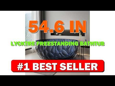 54.6 IN LyckTre Freestanding Bathtub Stone Resin Deep Soaking Tub (515mm - B0FVL4LMWB