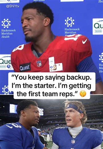 Jameis Winston had to remind a Giants reporter that he’s QB1 in New York right now 🗣️ #football #footballtiktok #giants #nfl #nflfootball