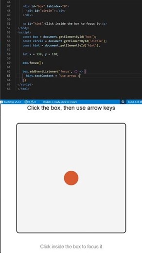 MOVE THE CIRCLE with Arrow Keys 🎮🔵 | JavaScript Mini Game!