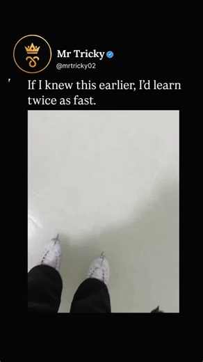 Mr tricky on Instagram: "The post shares a beginner ice skating tutorial video demonstrating foundational techniques like toe-out steps, two-foot glides, and proper pushes with extensions, captioned to highlight its value for faster learning. This method aligns with standard progressive skill-building in motor learning, where small, deliberate movements build confidence before advancing, supported by studies showing deliberate practice accelerates acquisition of balance-based skills. Posted on N