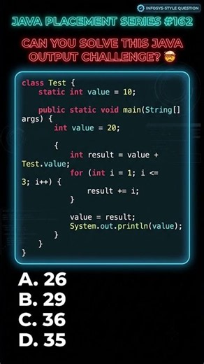 Tricky Java Output 🔥 Static vs Local Variables Challenge #162 #java #coding #infosys