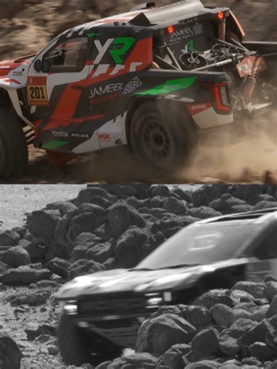 It's @yazeedalrajhi vs Carlos Sainz over the dust ⚔️ #DakarInSaudi #Dakar2026