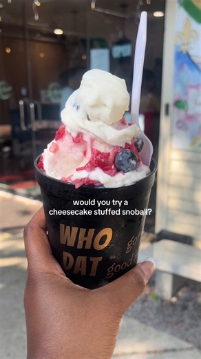 Cheesecake Stuffed Snoball: Try SNO-LA's Chantilly Snoball in New Orleans