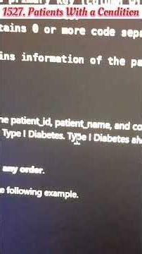 LeetCode 1527 Find Patients with Diabets #Shorts #LeetCode #DataAnalysis #MySQL #SQL