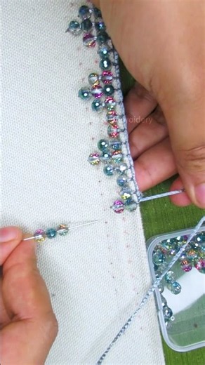 Elegant needlework with premium finish! #diy #stonebeads #tutorial