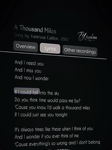 Vanessa Carlton - A Thousand Miles (2002) | Full Lyrics