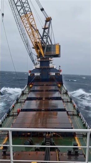 A Giant Heavy Lift Ship Battles Rough Seas With Its Crane Locked Down! 🌊🚢