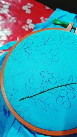 Back stitch hand embroidery 🪡🪡#youtubeshorts #embroiderylover #backstitch #handbroidery