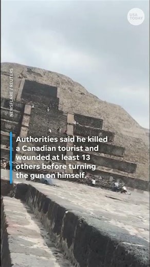 See moment of a shooting at the Teotihuacan pyramids in Mexico