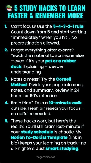 📚 5 Study Hacks to Learn Faster & Remember More #ad (Verify Info)