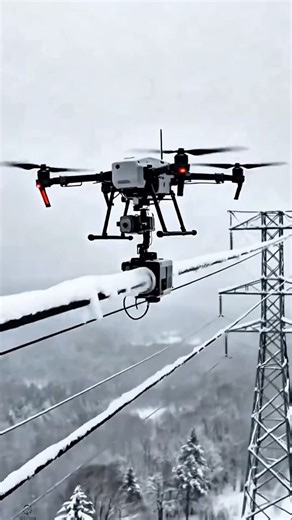Power Line Snow Removal Work Tool Using Industrial Drone #worktool