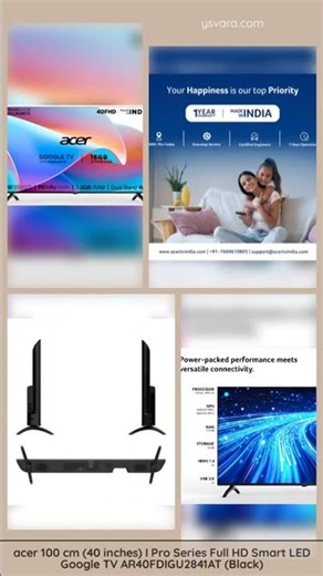 acer 100 cm (40 inches) I Pro Series Full HD Smart LED Google TV AR40FDIGU2841AT (Black)