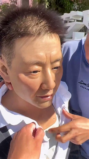 Wax figure making process, assembling head of custom father and relative. #Silicone figure