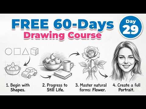 FREE 60-Day Drawing Course 🎨 - Day 29 | Flower Drawing Technique for Beginners