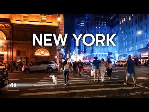 Walking in New York at Night / Explore Midtown Manhattan / NYC Walking Tour 4K