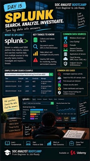 Splunk: Search. Analyze. Investigate. 🔍From Beginner to Job-Ready #cybersecurity #socanalyst #reels