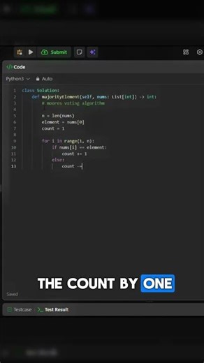 Majority Element problem solved using Moore's Voting Algorithm | #python #coding