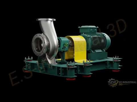 Industrial Centrifugal Pump 3D Model | SolidWorks Assembly + Exploded View Animation | detailed view