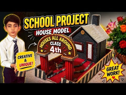 Amazing School Project House Model 😍 | Easy DIY Cardboard House | Class 4 Craft Idea