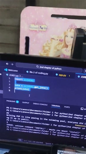 python program to generate joke # DAY 2 # learning python# shorts