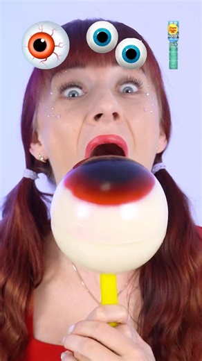 ASMR Giant Gummy Eyeballs Lollipop, Chocolate Balls, Blue Candy