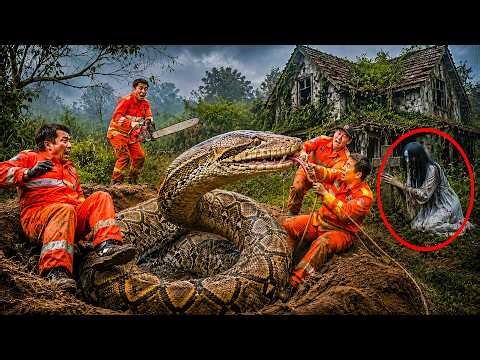 72 Hours of Horror: Giant Python Attacks Workers During Haunted House Cleanup!