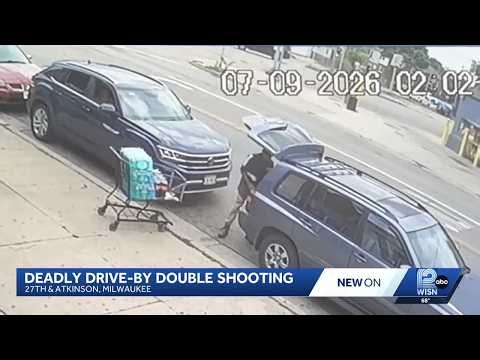 Surveillance video shows double drive-by shooting, one man killed