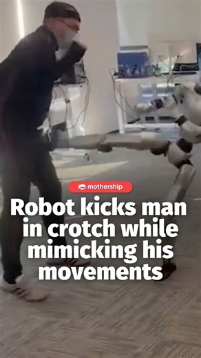 they're learning 💀 The robot in the video was Unitree Robotics' G1 humanoid robot undergoing synchronous motion testing, Phoenix Tech reported. The company had unveiled technology in November this year which allows the G1 robot to mimic human movements in real time. | Mothership