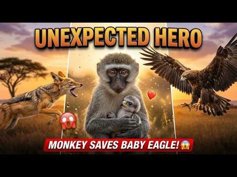 "Monkey Saves Baby Eagle from Python! 😱 Unbelievable Friendship Will Melt Your Heart ❤️"