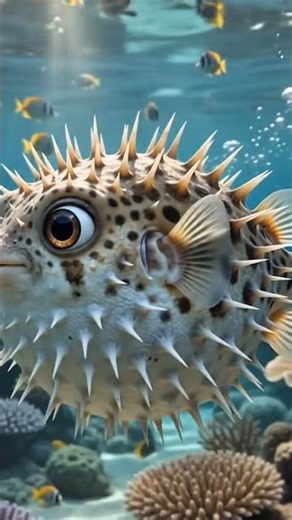 Pufferfish Inflates Into a Giant Ball to Scare Predators! 🐡 | Amazing Animal Facts #shorts
