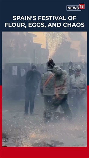 Spain’s ‘Els Enfarinats’ Festival Turns Ibi Streets Into Flour Battlefield | Spain News | N18S