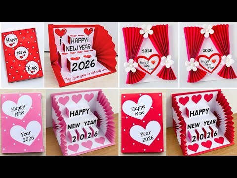 4 Happy New Year Greeting Card 2026 | DIY New Year Card | How To Make Handmade New Year Card Easy
