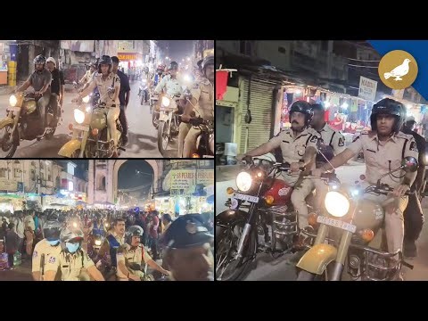 Hyderabad police bike patrolling in Old City