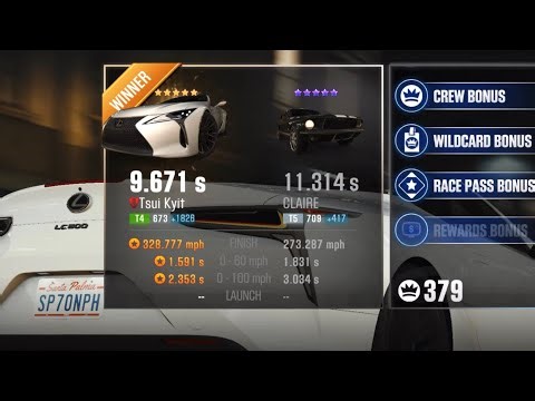 CSR2 Season 257 Prestige Cup Race 30 Final Time - Lexus LC 500 Convertible (11.314)